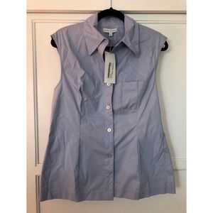 10 Caren Templet blue sleeveless cotton blouse